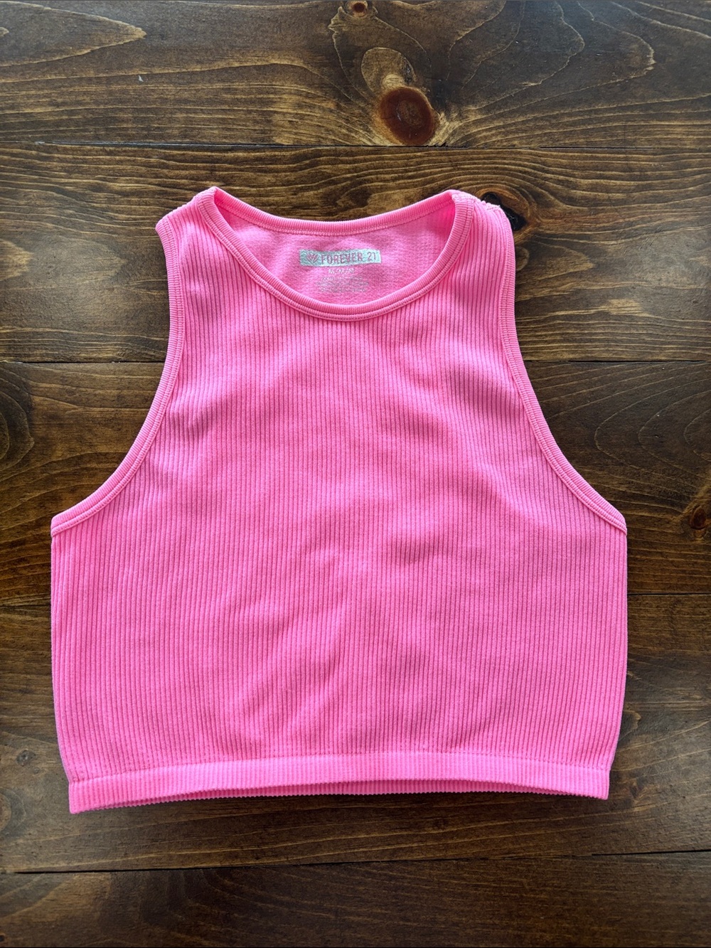 Forever 21 Bright Pink Ribbed Cropped Tank
